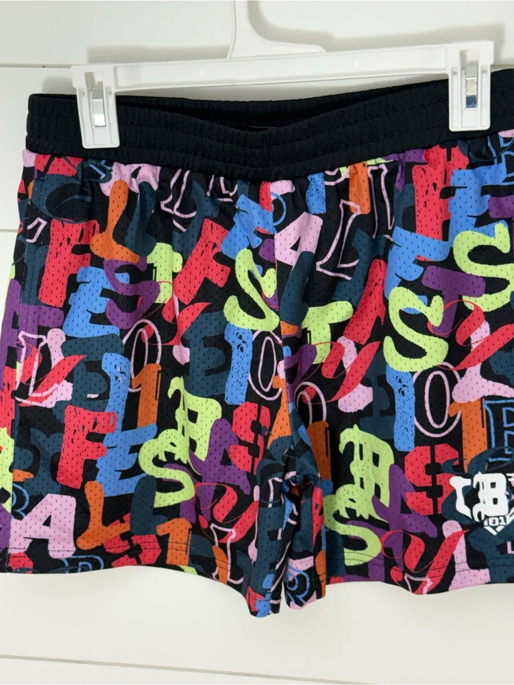 Kids Black Multicolor Graphic Athletic Shorts
